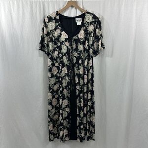 Olivia Rose NY Vintage Floral Dark Romantic Grunge Tie Front Back Maxi Dress 18W